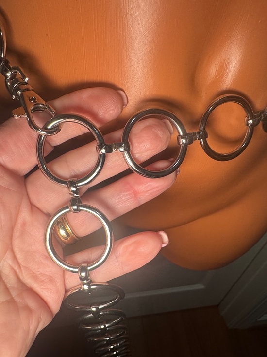 EXPRESS Silver Tone Metal Rolo Ring Belt Adjustable OSFA S M L XL $50 NWOT KL main image 5